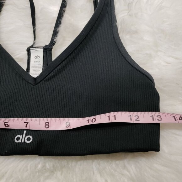 Alo Activewear Black Ribbed Polyester/Elastane Sports Bra Women's Size Small - Picture 7 of 8